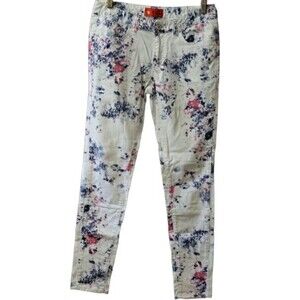 7 Star White Splatter Painted Skinny Jean's 29